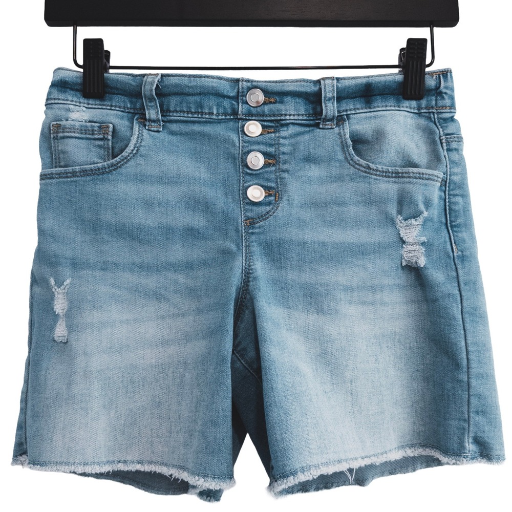 Wonder Nation Denim Shorts Girls Large 10-12‎ Light Blue Distressed Casual